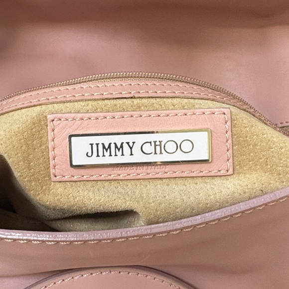 Jimmy Choo Leather Pink Shoulder Bag with Gold Accents - Picture 8 of 10